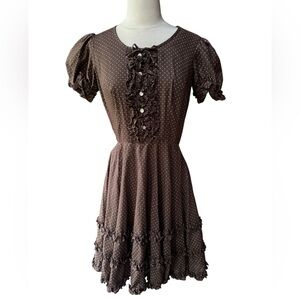 1960s/70s Partners Please Brown & White Polka Dot Square Dancing/Western/Prairie